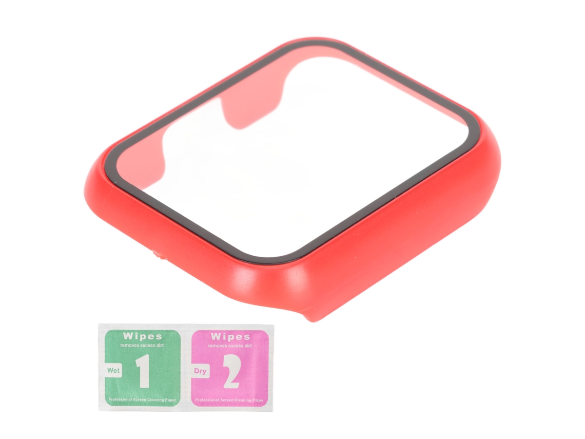 Capa Protetora com Vidro Temperado para Realme Watch 2 Pc Anti arranhões Vermelha