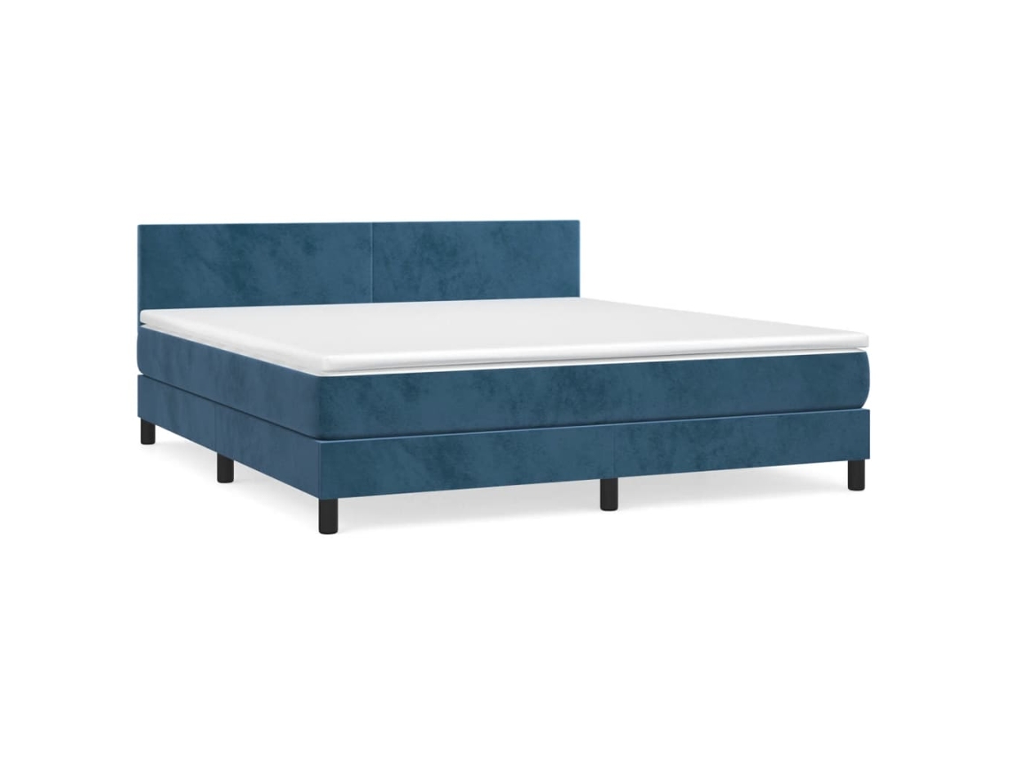 Cama com Molas/colchão 160x200 Cm Veludo Azul escuro MAISON EXCLUSIVE