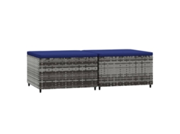 Maison Exclusive - Apoios De Pés Para Jardim Com Almofadões 2 Pcs Vime Pe Cinzento