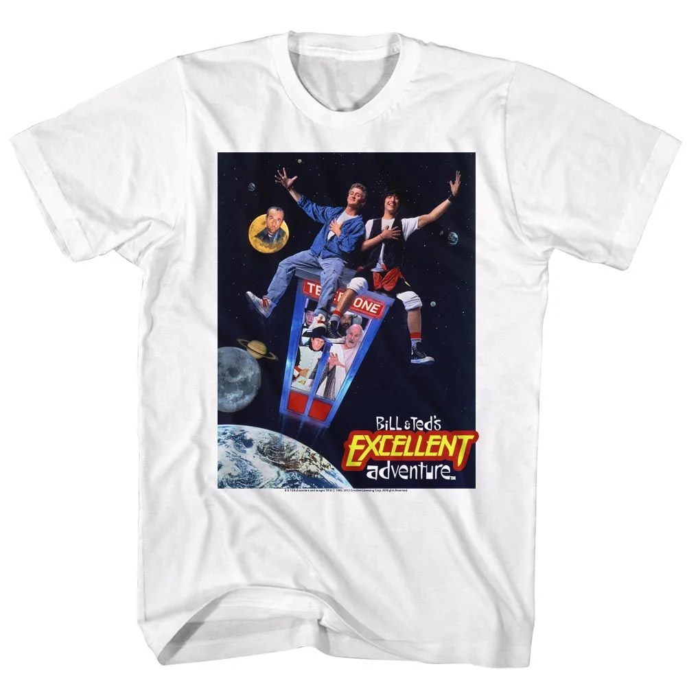 Rockinstone Bill And Ted Poster White Adult T-shirt Size:s