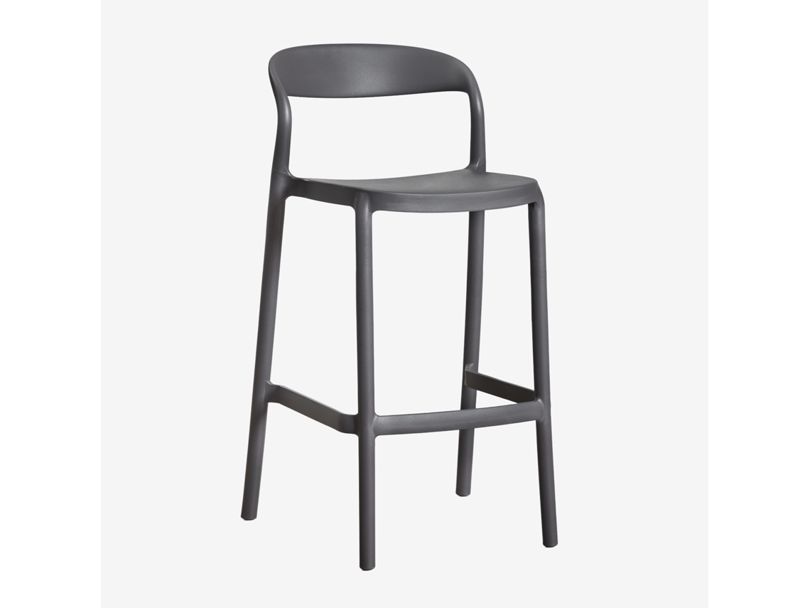 Sklum Pack De 4 Bancos Altos Empilháveis Em Polipropileno Brenza Polipropileno Cinza Grafito         ↑65 Cm