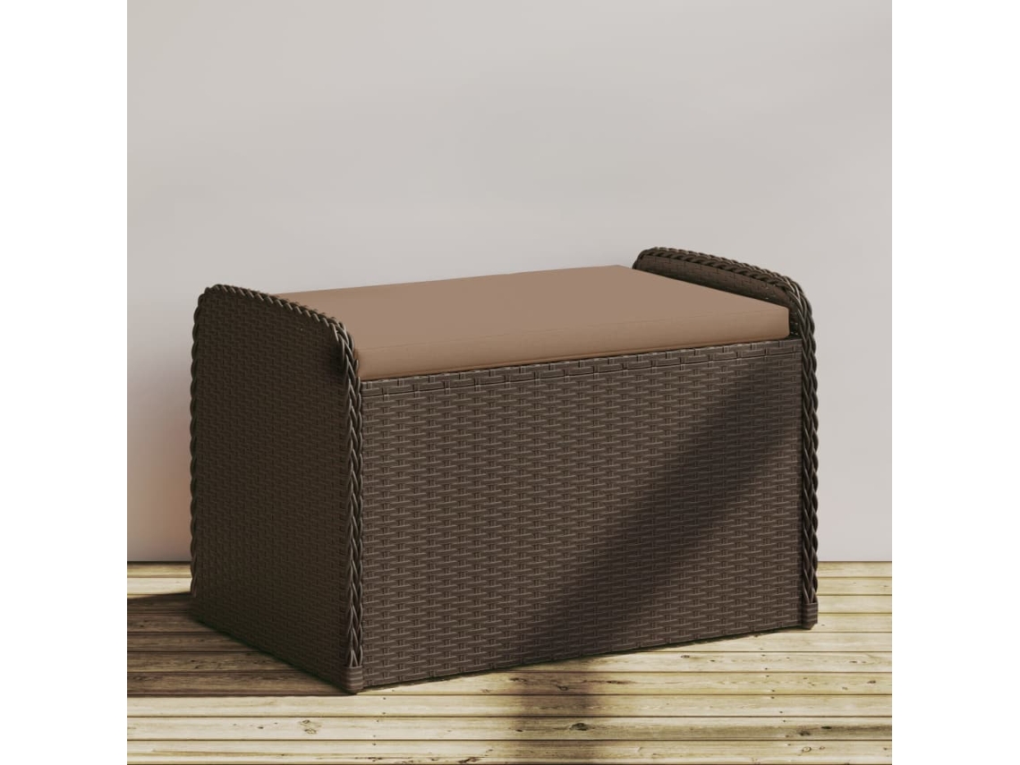 Vidaxl Banco De Arrumação Com Almofadão 80x51x52 Cm Vime Pe Castanho