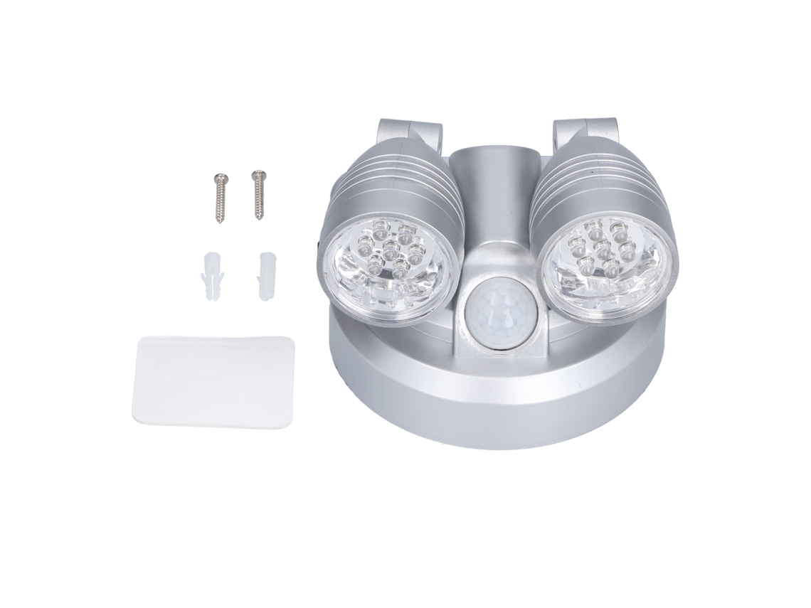 Lâmpada com sensor de movimento infravermelho, cabeça dupla, ajustável, LED, luz noturna | S/MARCA