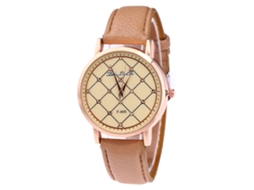 Reloj Casual Unisex Com Pulseira De Couro Pu E Mostrador De Padrão Personalidade (café Claro)