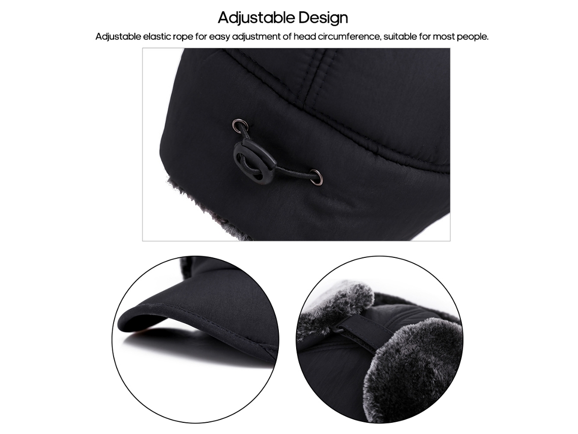 Gorra de inverno com máscara removível, quente, antivento, para homem e mulher
