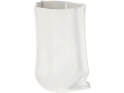 Vaso Artesanal De Cerâmica Branca Leitosa, Com Formato Decorativo Amassado, Ideal Para Flores Em Casa...