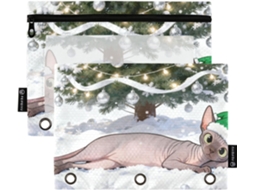 Pastas Com Desenhos Animados De Feliz Natal, Com Janela Transparente, Estojos Grandes Lápis Com Ilhós Reforçados E