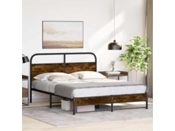 Vidaxl Estrutura De Cama S/ Colchão Derivados Madeira Carvalho Fumado
