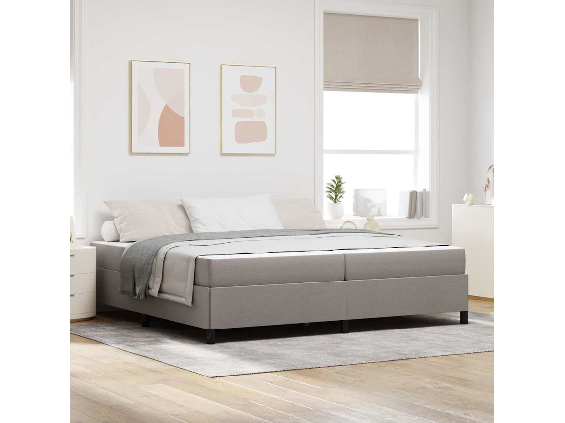 Vidaxl Cama Box Com Colchão Cinzento-acastanhado 200 X 200 Cm Tecido