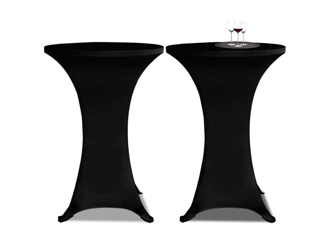 Toalha De Mesa Elástica Ø70, Preta / 2 Peças