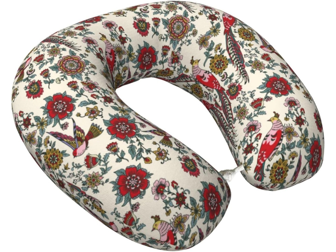 Travesseiro de Viscoelástica com estampa de flores, suporte leve, para viagens e carro