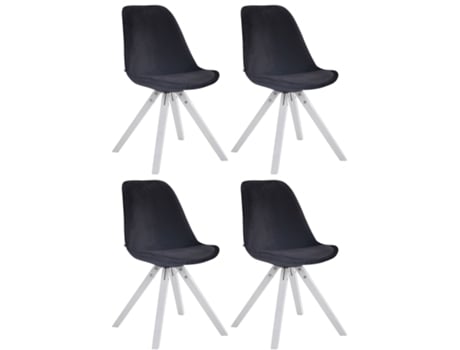 Conjunto De 4 Cadeiras Quadradas De Veludo Toulouse Preto/branco Clp