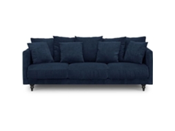 Sofá fixo 4 lugares reto - Tecido azul - Clássico - 212 x 93 cm - CONSTANCE AUCUNE