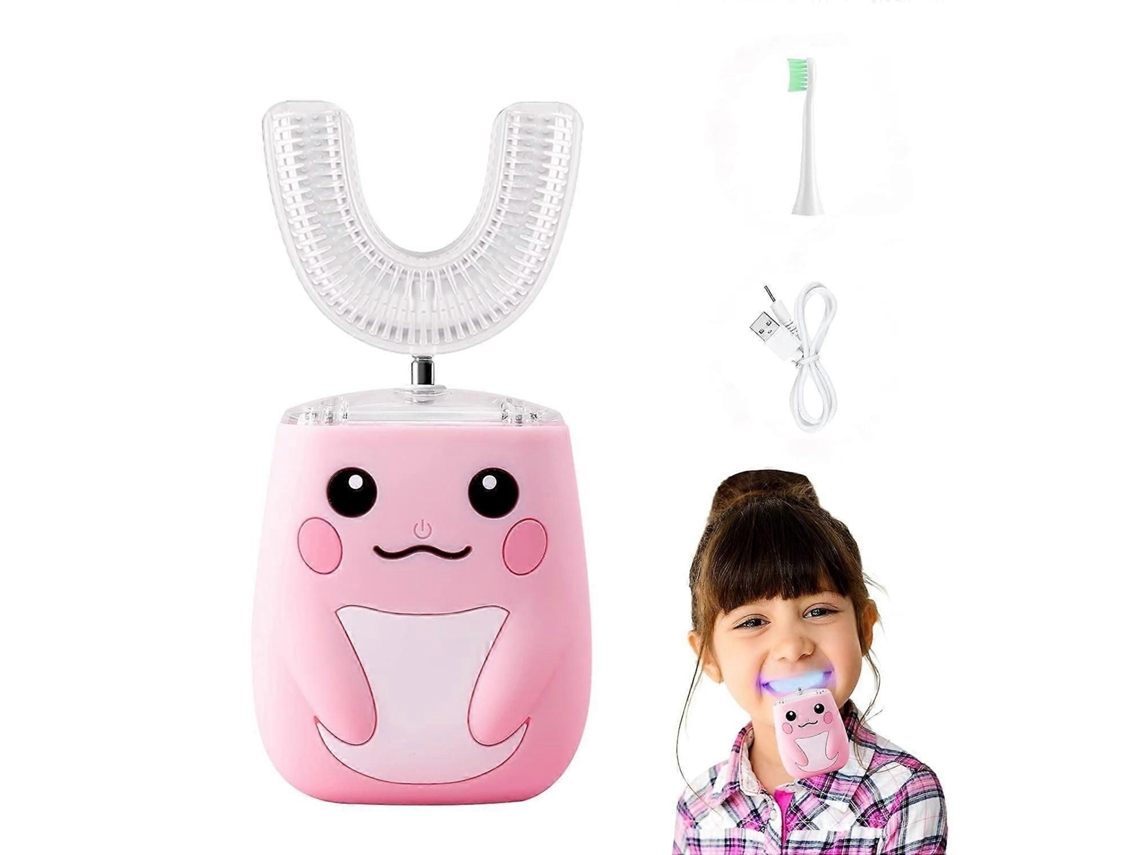 Escova de Dentes Elétrica para Crianças, Automática Ultra sônica em Forma U, com 2 Cabeças Escova, Si GOKOCO