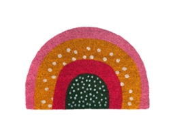 Relaxdays Capacho De Coco, Semicircular, Estilo Boho, 60 X 40 Cm, Interior Exterior, Antiderrapante, Multicolor