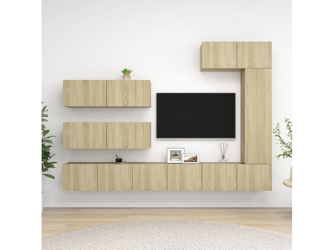 Vidaxl 7pcs Conjunto De Móveis De Tv Derivados Madeira Carvalho Sonoma