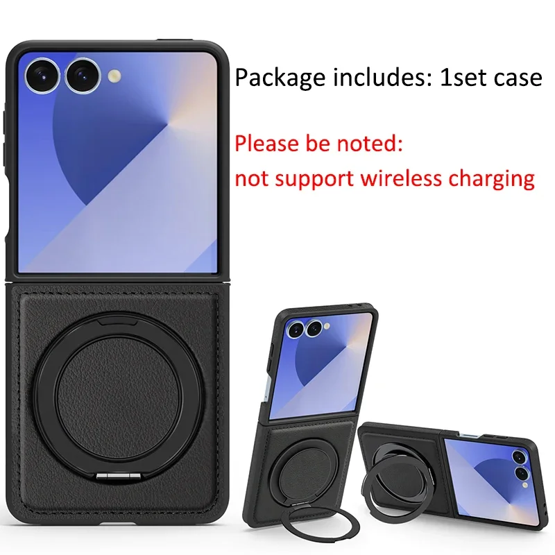 (preto, Galaxy Z Flip5) Capa De Luxo Para Celular Com Suporte Magnético Giratório De 360°, Capa Protetora De Couro