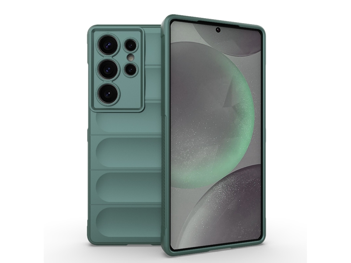 Capa Halinuia Para Samsung Galaxy S25 Ultra 5g Magic Shield Tpu Flanela Verde Escuro