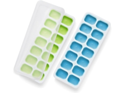 Bandejas para cubos de gelo (pacote com 2), tampas removíveis à prova de derramamento, silicone facilmente removível, seguras para freezer e panela elétrica.