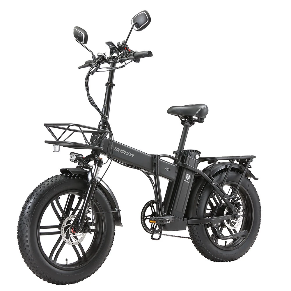 Bicicleta Elétrica Sinohon A20 48v 18ah 750w Motor De 20 Polegadas de 80 a 100km Quilometragem Máxima 150kg Carga Máxima Bicicleta Elétrica Preta