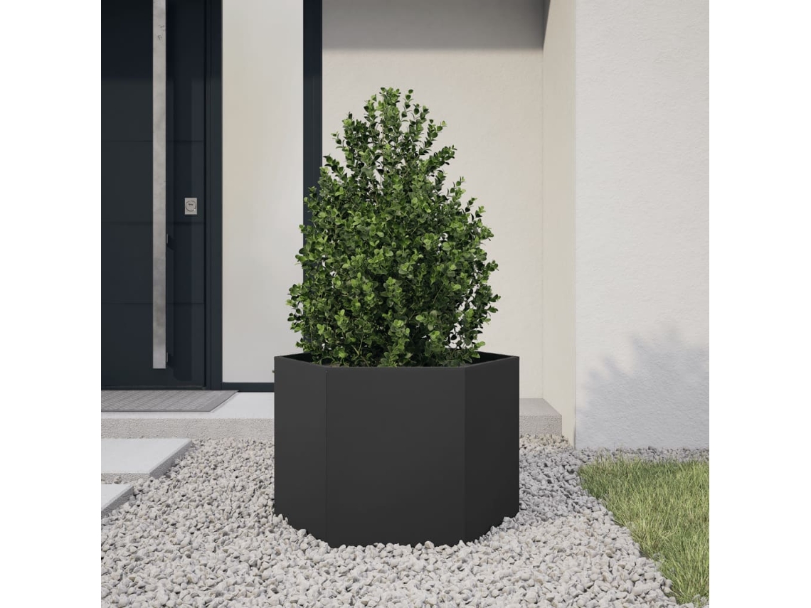 Vidaxl Vaso/floreira De Jardim Hexagonal 69x60x45 Cm Aço Preto