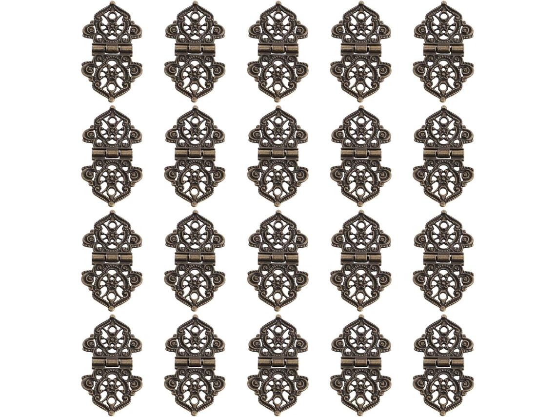 Conjunto De 20 Dobradiças Antigas Decorativas Metal Com Design