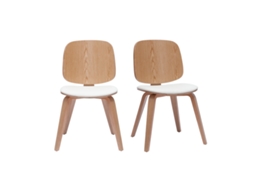Conjunto de 2 cadeiras de madeira clara e branca Beck MILIBOO