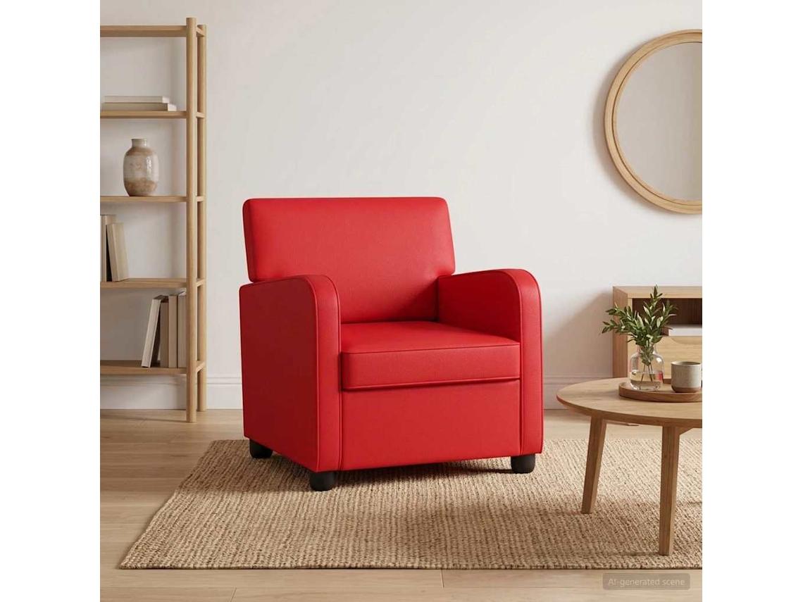 Vidaxl Poltrona Vermelho Couro Sintético