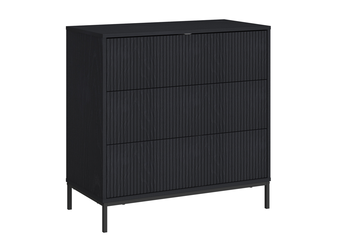 Cómoda Nykapin Com 3 Gavetas 80x80x40 Cm Preto en.casa