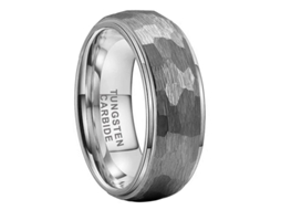 Anéis De Tungstênio Martelado De 8mm Para Homem E Mulher, Casamento E Compromisso, Anéis Confortáveis, 5 Cores