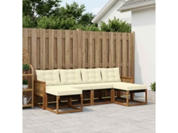 Vidaxl Conjunto De Sofás Para Exterior 6 Unid. Natural E Creme