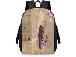 Mochila TROPICALLIFE com Tema Torre Eiffel de Paris para Crianças (32,5x15x44,9cm) tecido de malha