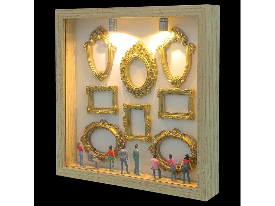 Miniatura Porta Retratos Cáqui Madeira Plástico 21 6 3 5 Design Elegante Compacto Decoração Presentes Estilo GOKOCO
