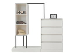 Conjunto de Armário de Gavetas e Guarda roupa Branco,140x40x135 Cm,com Prateleira e Cabideiro,ideal para Organização ORBITRA COMMERCE