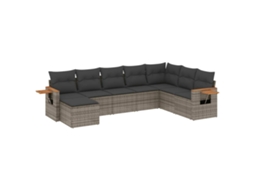 Conjunto de 8 Sofás de Jardim com Almofadões Vime Pe Cinzento MAISON EXCLUSIVE (8 pcs)
