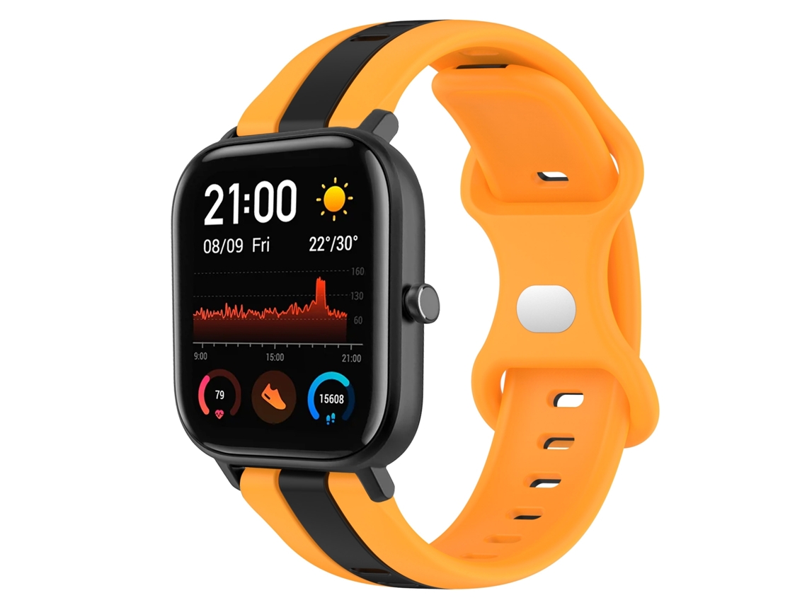Bracelete de Smartwatch para Amazfit GTS 20mm de silicone com fivela borboleta de duas cores (preto + amarelo)