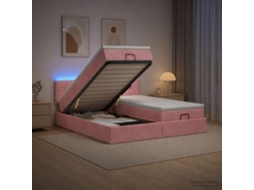 Vidaxl Cama Ottoman Com Colchão E Led Rosa 160 X 200 Cm Veludo