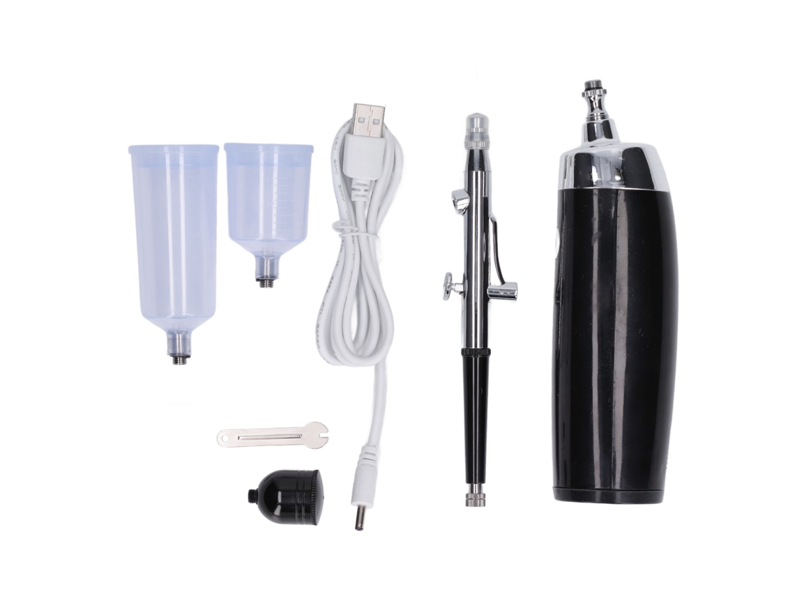Kit De Aerógrafo Sem Fio Com Carregador Usb Pistola De Pintura Manejo Estável Portátil Preto