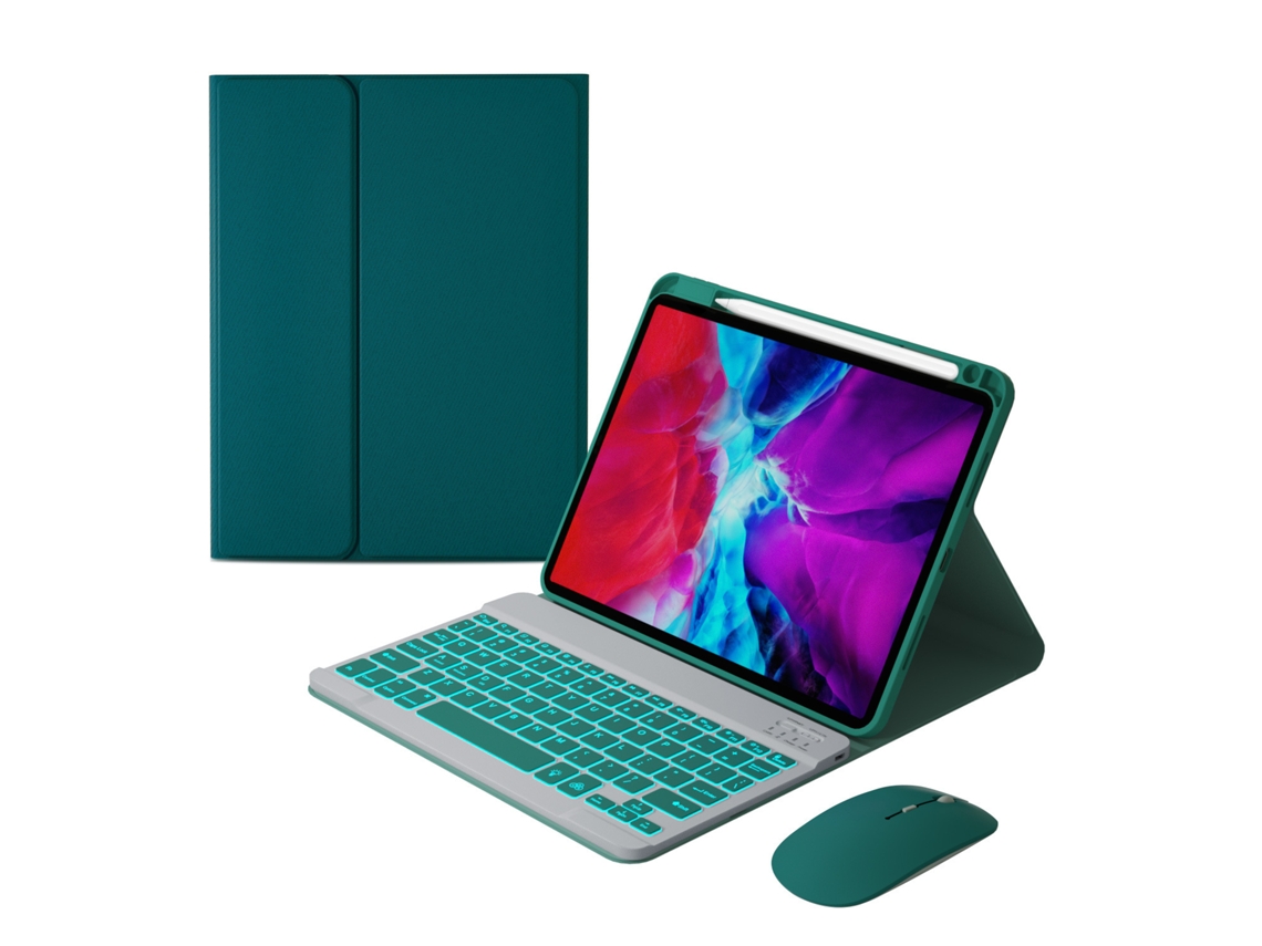 Capa de Teclado Bluetooth para iPad Air com Luz de Fundo e Rato XIAOMOYU