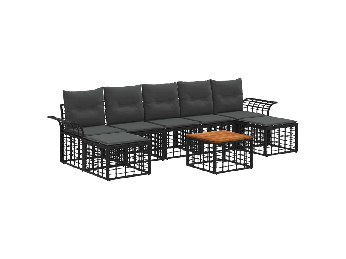 Vidaxl Conjunto de Sofás para Exterior 8 Pcs Preto e Cinza Escuro