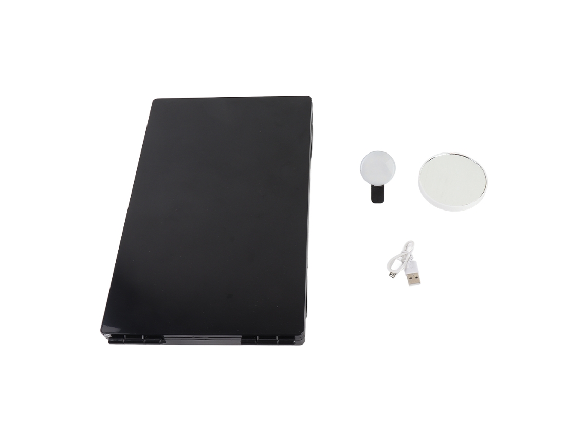 Espelho De 3 Vias Com Led E Lupa 10x Ângulo De Visão 360 Graus Ferramenta Para Cortar E Estilo De Cabelo