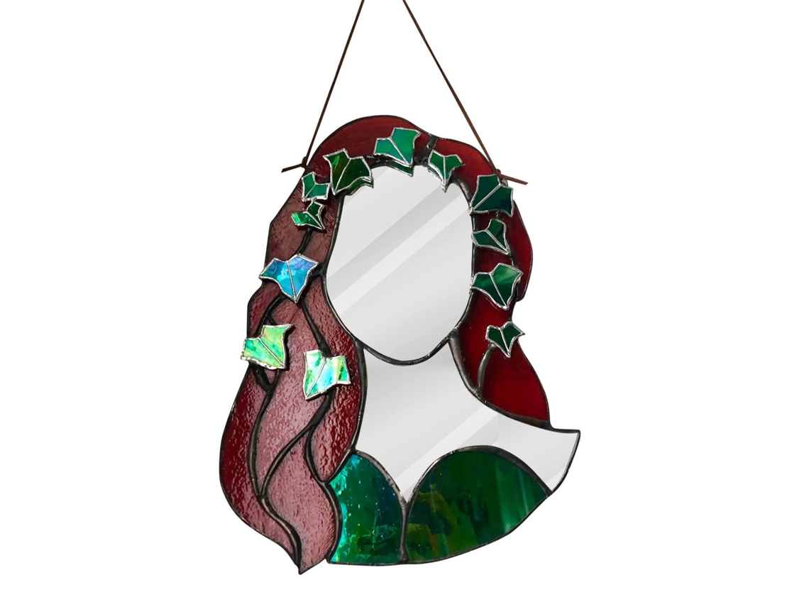 Espelho Decorativo de Parede com Design de Folha de veneno em Acrílico para Entrada Quarto Banheiro