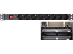 Tomada com 8 saídas para Rack 19" PEREL com interruptor + fusível