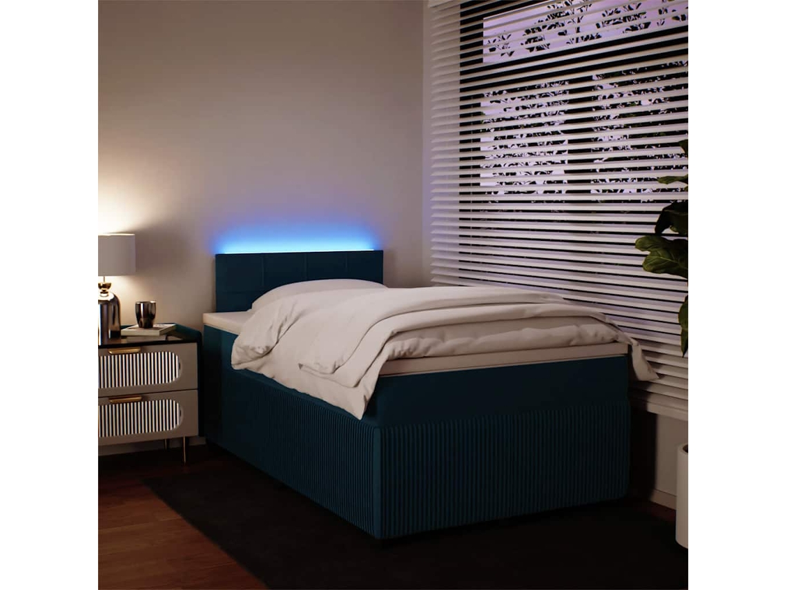 Vidaxl Cama Boxspring Com Colchão 120x190 Cm Veludo Azul