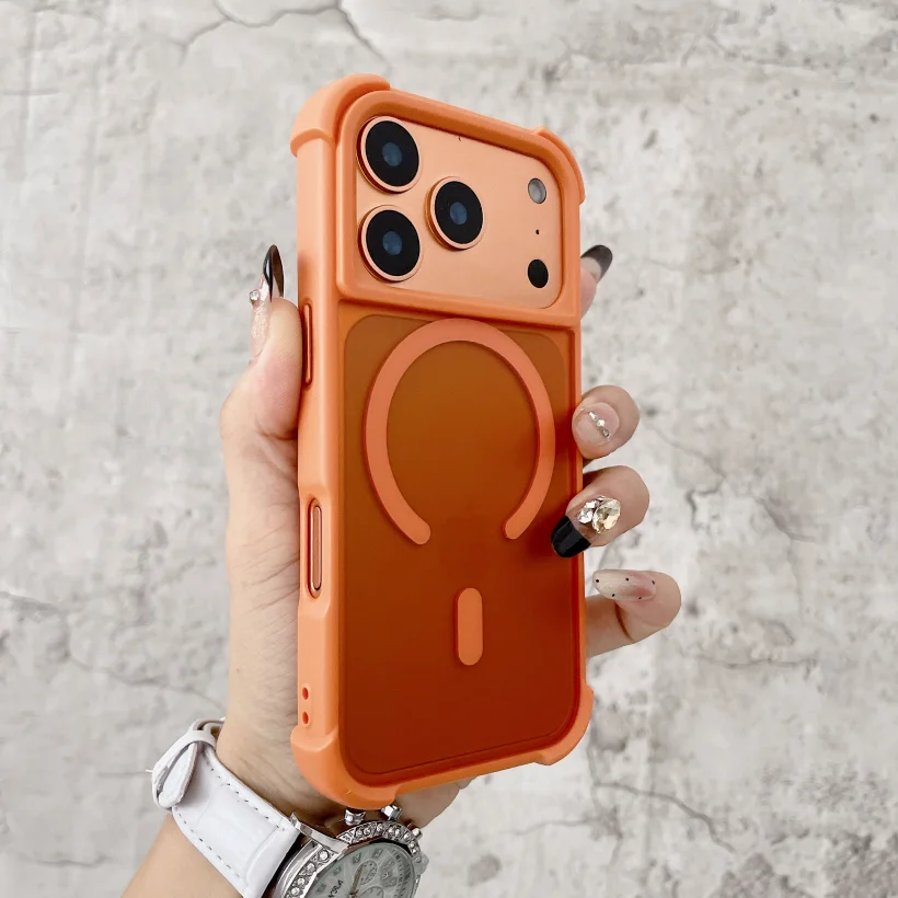Capa Protetora Fosca À Prova De Choque E Quedas (para Iphone 17 Air, Cor Laranja), Compatível Com Carregamento Sem Fio.