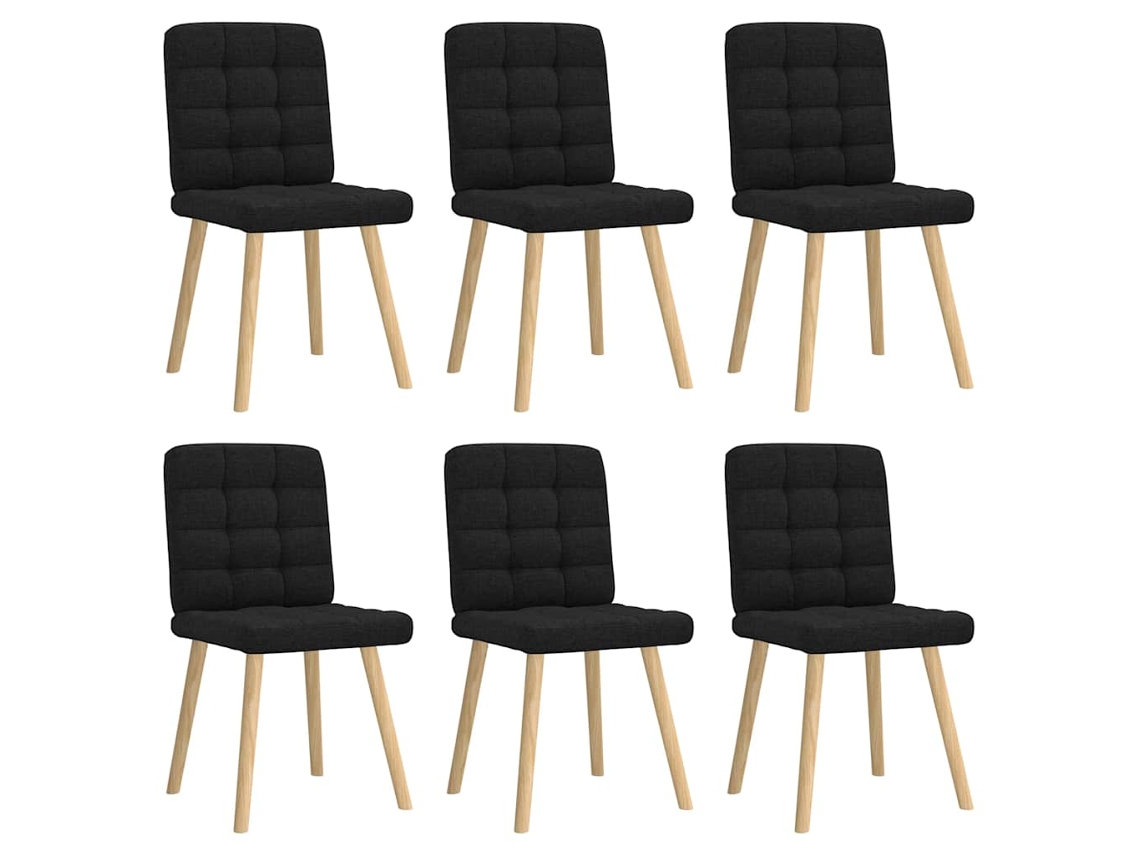 Vidaxl Cadeiras De Jantar 6 Pcs Tecido Preto