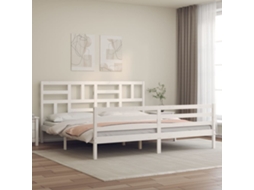 Vidaxl Estrutura De Cama Com Cabeceira 200x200cm Madeira Maciça Branco