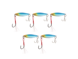 Lure (simulated Bait, Laser Reflective) 7g Iron Plate Vib Spoon Feather Hook Hard Bait Artificial Bait Fake Fish Bait, Five Pieces Per Sale