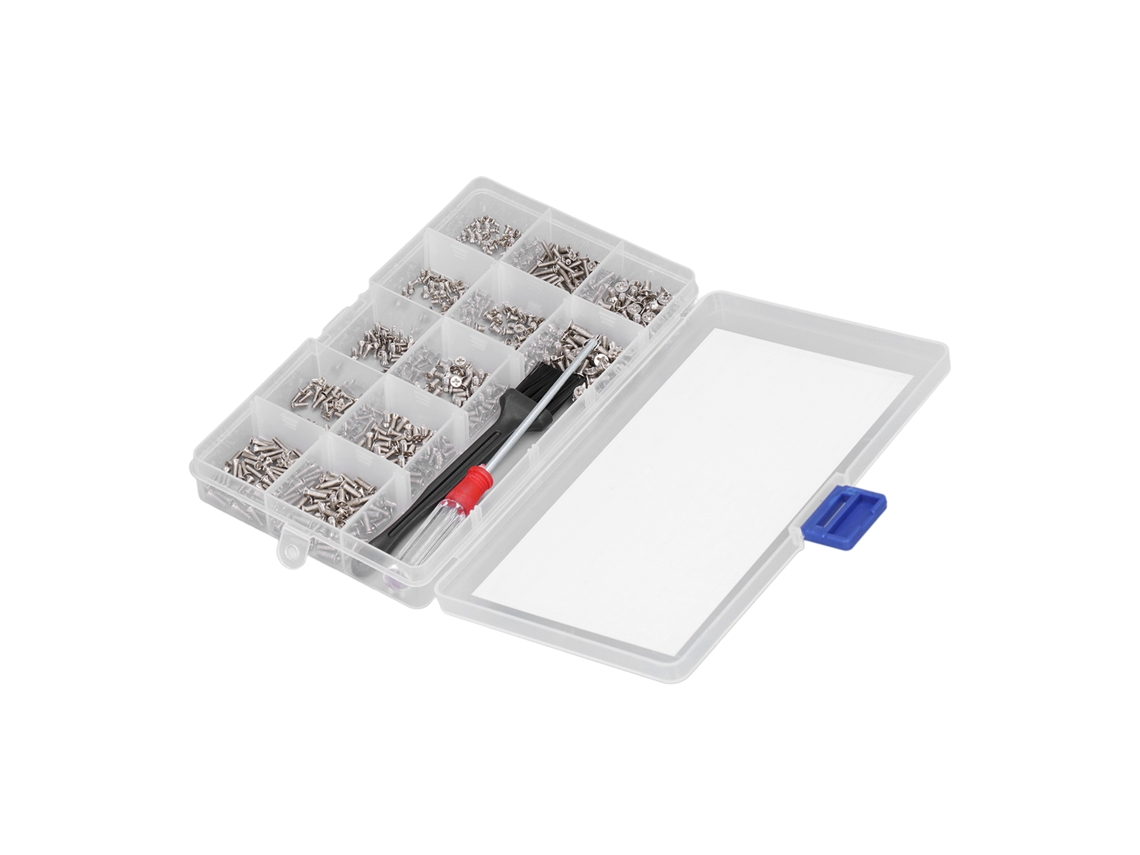 Kit De Parafusos Para Computador 600 Peças Cabeça Plana Micro M2 M2.5 M3 Com Chave De Fenda E Pincel (prata)
