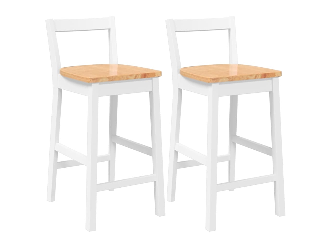 Conjunto 2 Banco De Bar Vidaxl Branco Borracha